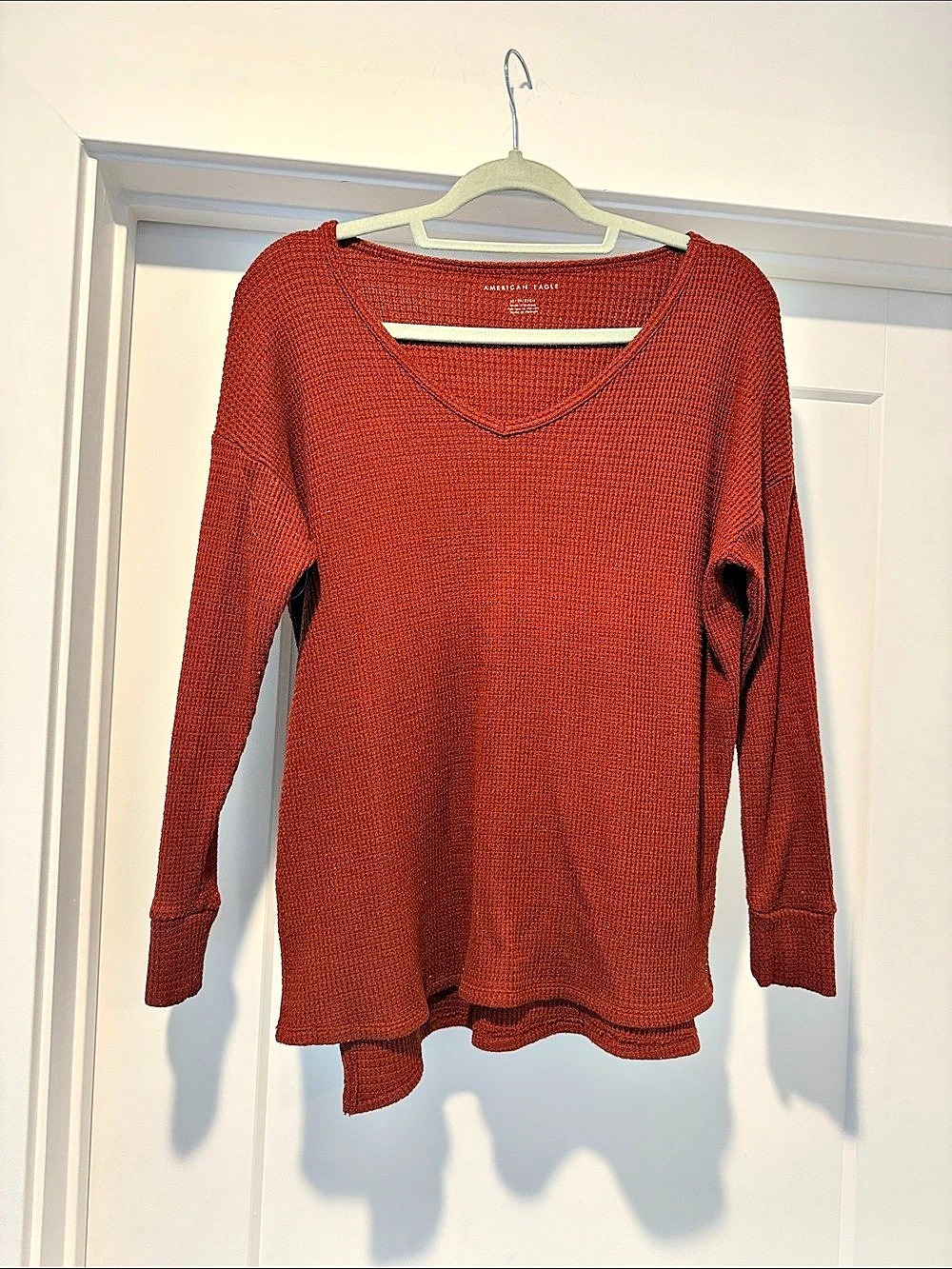 American Eagle Women's V-Neck Sweater Red/Orange30